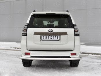 Защита заднего бампера (Ø63 мм, нержавейка, BLACK ONYX) SLITKOFF Toyota Land Cruiser Prado  J150 (2020-2025) 3-ий рестайлинг