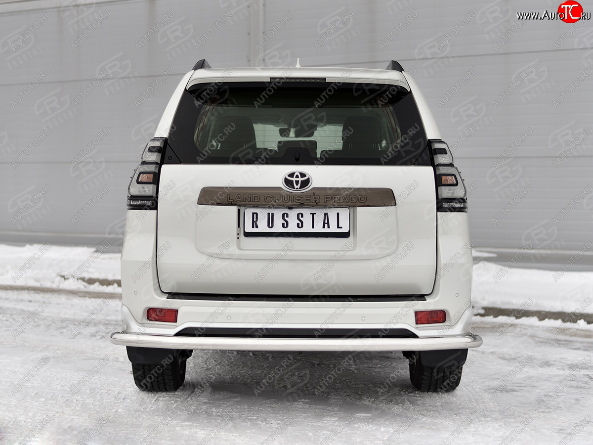 17 999 р. Защита заднего бампера (Ø63 мм, нержавейка, BLACK ONYX) SLITKOFF  Toyota Land Cruiser Prado  J150 (2020-2025) 3-ий рестайлинг  с доставкой в г. Кемерово