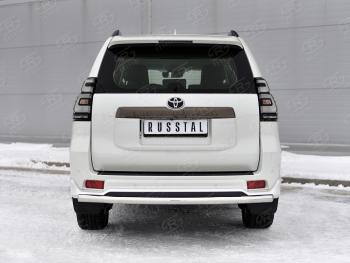Защита заднего бампера (Ø63 мм укороченная, нержавейка, BLACK ONYX) SLITKOFF Toyota Land Cruiser Prado  J150 (2020-2025) 3-ий рестайлинг