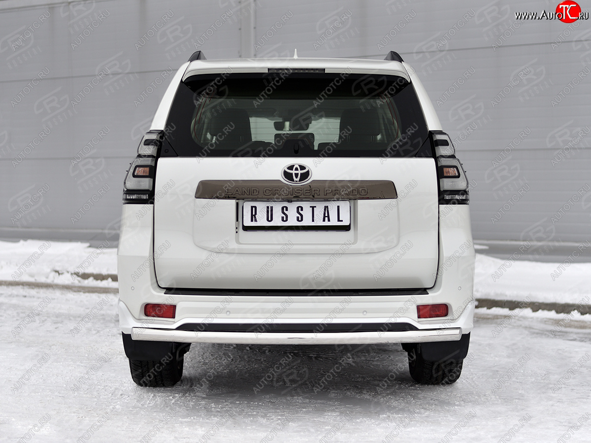 14 749 р. Защита заднего бампера (Ø63 мм укороченная, нержавейка, BLACK ONYX) SLITKOFF  Toyota Land Cruiser Prado  J150 (2020-2025) 3-ий рестайлинг  с доставкой в г. Кемерово