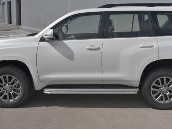 14 899 р. Защита порогов (Ø42 мм, BLACK ONYX) SLITKOFF Toyota Land Cruiser Prado J150 3-ий рестайлинг (2020-2025) (полированная нержавейка)  с доставкой в г. Кемерово. Увеличить фотографию 1