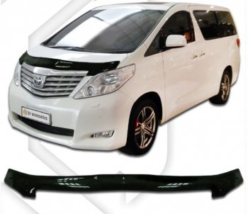 2 159 р. Дефлектор капота CA-Plastiс  Toyota Alphard  H20 (2008-2011) дорестайлинг (серия Classic черный, Без надписи)  с доставкой в г. Кемерово. Увеличить фотографию 2