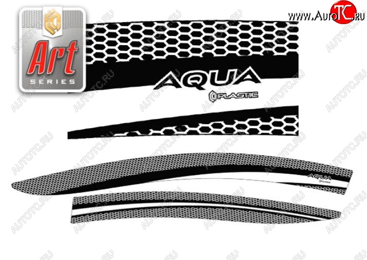 2 399 р. Дефлектора окон CA-Plastic  Toyota Aqua  P10 (2011-2021) дорестайлинг, 1-ый рестайлинг, 2-ой рестайлинг (Серия Art белая, Без хром.молдинга)  с доставкой в г. Кемерово