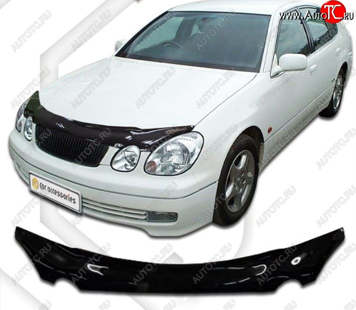 2 199 р. Дефлектор капота CA-Plastic Toyota Aristo S160 дорестайлинг (1997-2001) (Classic черный, Без надписи)  с доставкой в г. Кемерово