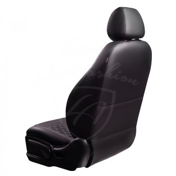 9 449 р. Чехлы для сидений Lord Autofashion Турин Ромб (экокожа) Toyota Auris E150 хэтчбэк 5 дв. дорестайлинг (2006-2010) (Черный, вставка черная, строчка черная)  с доставкой в г. Кемерово. Увеличить фотографию 3