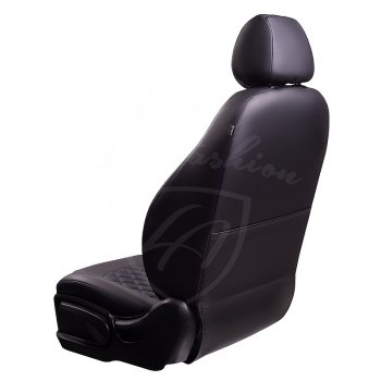 9 449 р. Чехлы для сидений Lord Autofashion Турин Ромб (экокожа) Toyota Auris E150 хэтчбэк 5 дв. дорестайлинг (2006-2010) (Черный, вставка черная, строчка синяя)  с доставкой в г. Кемерово. Увеличить фотографию 3