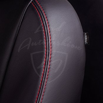 9 449 р. Чехлы для сидений Lord Autofashion Турин Ромб (экокожа) Toyota Auris E150 хэтчбэк 5 дв. дорестайлинг (2006-2010) (Черный, вставка черная, строчка красная)  с доставкой в г. Кемерово. Увеличить фотографию 2