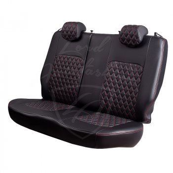 9 449 р. Чехлы для сидений Lord Autofashion Турин Ромб (экокожа) Toyota Auris E150 хэтчбэк 5 дв. дорестайлинг (2006-2010) (Черный, вставка черная, строчка красная)  с доставкой в г. Кемерово. Увеличить фотографию 4