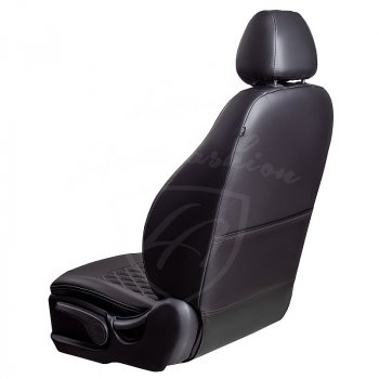 9 449 р. Чехлы для сидений Lord Autofashion Турин Ромб (экокожа) Toyota Auris E150 хэтчбэк 5 дв. дорестайлинг (2006-2010) (Черный, вставка черная, строчка серая)  с доставкой в г. Кемерово. Увеличить фотографию 3