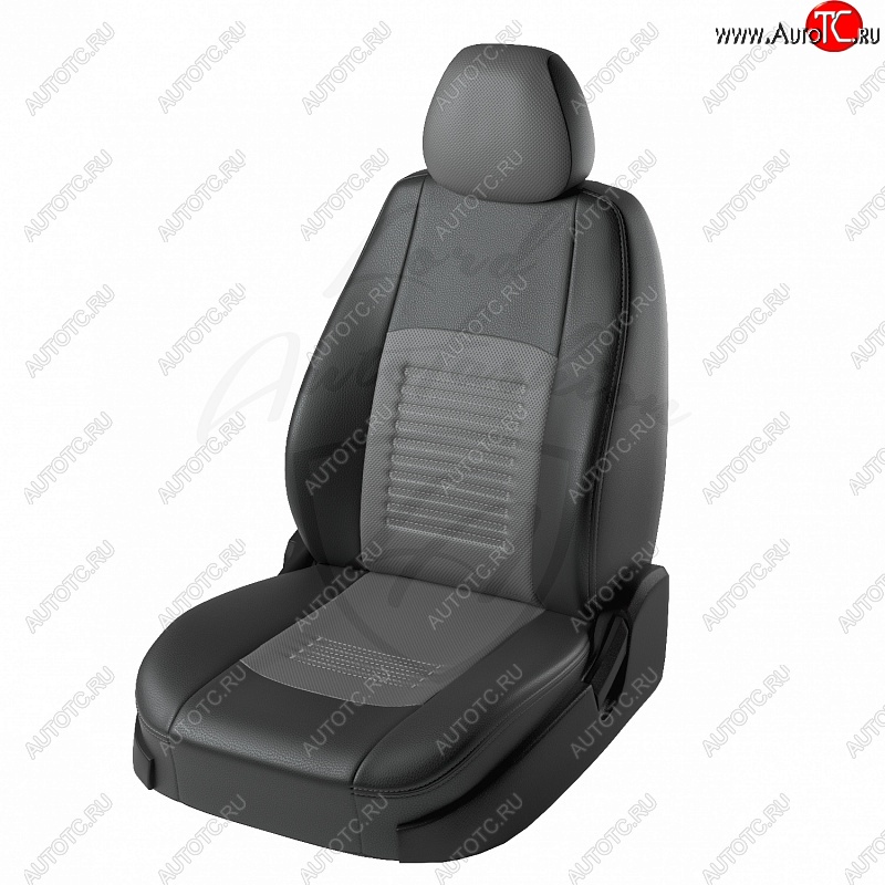9 449 р. Чехлы для сидений Lord Autofashion Турин (экокожа) Toyota Auris E150 хэтчбэк 5 дв. дорестайлинг (2006-2010) (Черный, вставка серая)  с доставкой в г. Кемерово