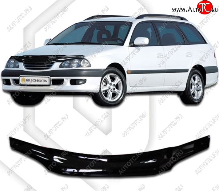 1 999 р. Дефлектор капота CA-Plastic Toyota Avensis T220 седан дорестайлинг (1997-2001) (Classic черный, Без надписи)  с доставкой в г. Кемерово