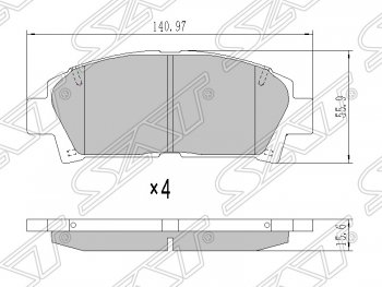 1 149 р. Колодки тормозные SAT (передние)  Toyota Avensis  T220 седан - Carina ( T190,  Е210)  с доставкой в г. Кемерово. Увеличить фотографию 1