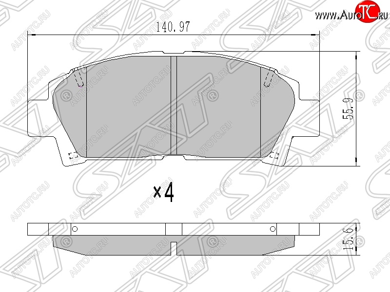 1 149 р. Колодки тормозные SAT (передние)  Toyota Avensis  T220 седан - Carina ( T190,  Е210)  с доставкой в г. Кемерово