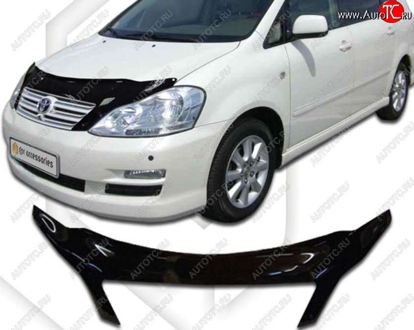 2 799 р. Дефлектор капота CA-Plastiс exclusive  Toyota Avensis Verso  MPV (2001-2010) (Classic черный, Без надписи)  с доставкой в г. Кемерово
