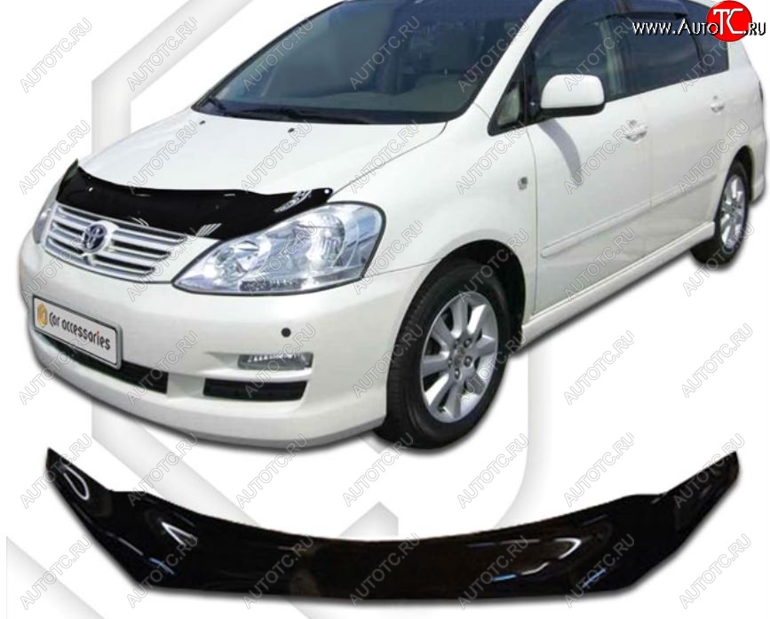 2 199 р. Дефлектор капота CA-Plastiс  Toyota Avensis Verso  MPV (2001-2010) (Classic черный, Без надписи)  с доставкой в г. Кемерово