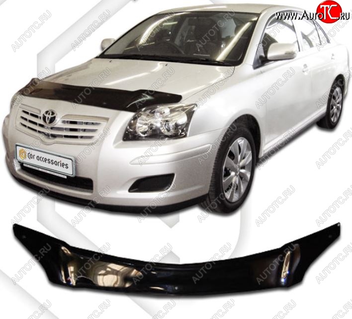 2 079 р. Дефлектор капота CA-Plastic Toyota Avensis T250 универсал дорестайлинг (2003-2006) (серия Classic черный, Без надписи)  с доставкой в г. Кемерово