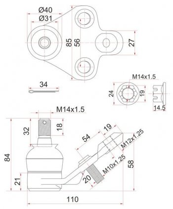 Шаровая опора (нижняя) SAT Toyota Avensis ( T250 седан,  T250 универсал) - Wish  XE20