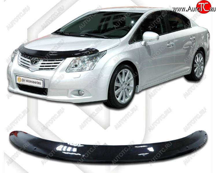 2 399 р. Дефлектор капота CA-Plastiс Toyota Avensis T270 универсал 1-ый рестайлинг (2011-2015) (Classic черный, Без надписи)  с доставкой в г. Кемерово