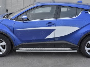 19 399 р. Пороги труба 120х60 Russtal (овал с проступью) Toyota C-HR NGX10, ZGX10 дорестайлинг (2016-2019)  с доставкой в г. Кемерово. Увеличить фотографию 2