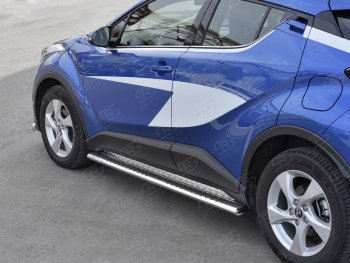 19 399 р. Пороги труба 120х60 Russtal (овал с проступью) Toyota C-HR NGX10, ZGX10 дорестайлинг (2016-2019)  с доставкой в г. Кемерово. Увеличить фотографию 3
