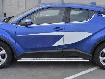 16 649 р. Пороги труба 75х42 Russtal (овал с проступью) Toyota C-HR NGX10, ZGX10 дорестайлинг (2016-2019)  с доставкой в г. Кемерово. Увеличить фотографию 2