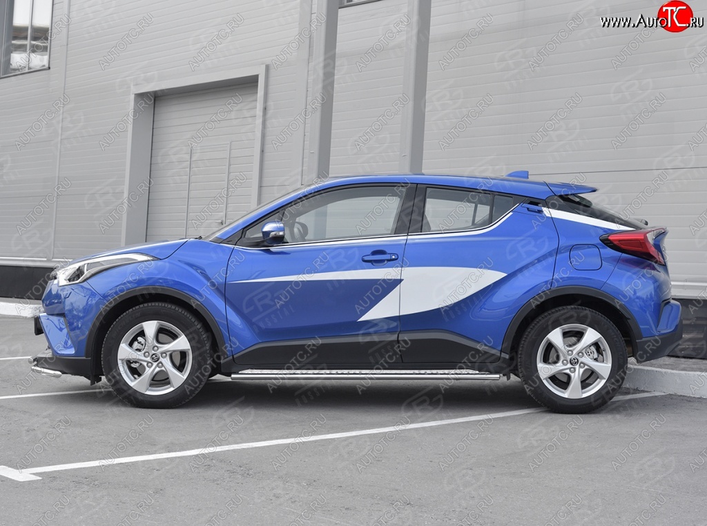 16 649 р. Пороги труба 75х42 Russtal (овал с проступью) Toyota C-HR NGX10, ZGX10 дорестайлинг (2016-2019)  с доставкой в г. Кемерово