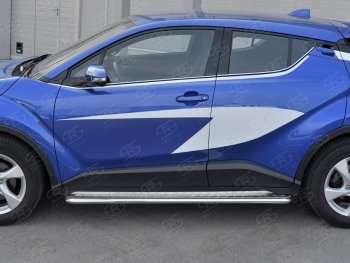 77 999 р. Пороги труба d42 с листом Russtal Toyota C-HR NGX10, ZGX10 дорестайлинг (2016-2019) (Лист алюм, проф. нерж)  с доставкой в г. Кемерово. Увеличить фотографию 2