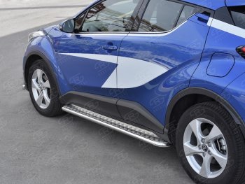 77 999 р. Пороги труба d42 с листом Russtal Toyota C-HR NGX10, ZGX10 дорестайлинг (2016-2019) (Лист алюм, проф. нерж)  с доставкой в г. Кемерово. Увеличить фотографию 3