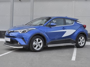 15 399 р. Защита переднего бампера (Ø63 мм, нержавейка) SLITKOFF  Toyota C-HR  NGX10, ZGX10 (2016-2019) дорестайлинг  с доставкой в г. Кемерово. Увеличить фотографию 2