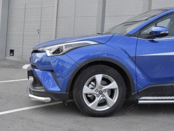 15 399 р. Защита переднего бампера (Ø63 мм, нержавейка) SLITKOFF  Toyota C-HR  NGX10, ZGX10 (2016-2019) дорестайлинг  с доставкой в г. Кемерово. Увеличить фотографию 3