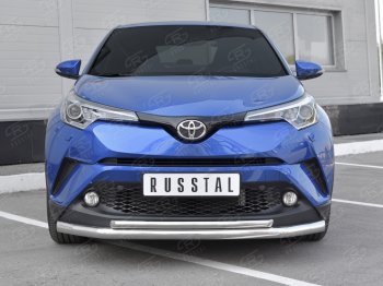 17 699 р. Защита переднего бампера (2 трубы Ø63 и 42 мм, нержавейка) SLITKOFF Toyota C-HR NGX10, ZGX10 дорестайлинг (2016-2019)  с доставкой в г. Кемерово. Увеличить фотографию 1