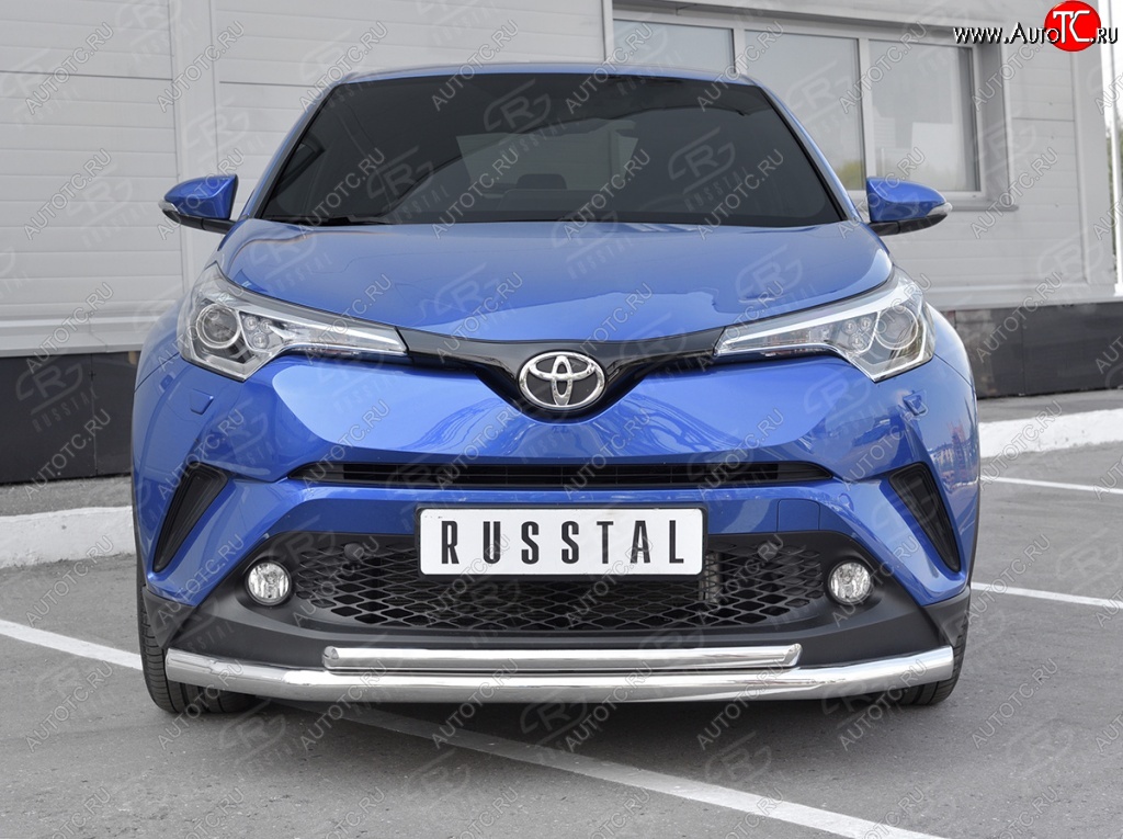 17 699 р. Защита переднего бампера (2 трубы Ø63 и 42 мм, нержавейка) SLITKOFF  Toyota C-HR  NGX10, ZGX10 (2016-2019) дорестайлинг  с доставкой в г. Кемерово