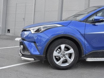 23 549 р. Защита переднего бампера (Ø63 мм с клыками, нержавейка) SLITKOFF  Toyota C-HR  NGX10, ZGX10 (2016-2019) дорестайлинг  с доставкой в г. Кемерово. Увеличить фотографию 3