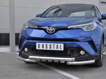 23 549 р. Защита переднего бампера (Ø63 мм с клыками, нержавейка) SLITKOFF  Toyota C-HR  NGX10, ZGX10 (2016-2019) дорестайлинг  с доставкой в г. Кемерово. Увеличить фотографию 4