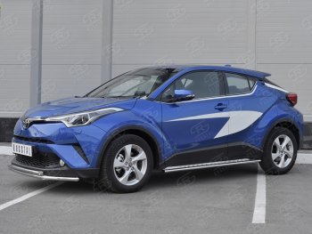 16 999 р. Защита переднего бампера (2 трубы Ø42 мм, нержавейка) SLITKOFF Toyota C-HR NGX10, ZGX10 дорестайлинг (2016-2019)  с доставкой в г. Кемерово. Увеличить фотографию 3