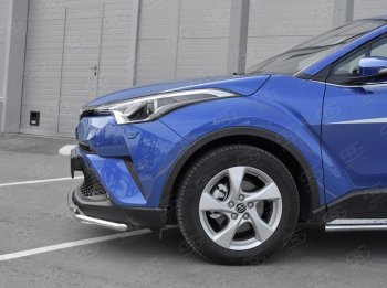 16 999 р. Защита переднего бампера (2 трубы Ø42 мм, нержавейка) SLITKOFF  Toyota C-HR  NGX10, ZGX10 (2016-2019) дорестайлинг  с доставкой в г. Кемерово. Увеличить фотографию 4