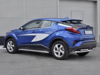 16 899 р. Защита заднего бампера d63/d42 SLITKOFF (дуги) Toyota C-HR NGX10, ZGX10 дорестайлинг (2016-2019)  с доставкой в г. Кемерово. Увеличить фотографию 2