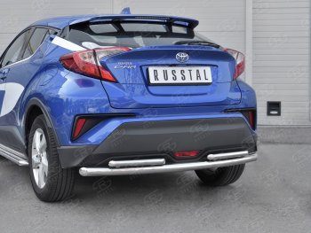 16 899 р. Защита заднего бампера d63/d42 SLITKOFF (дуги) Toyota C-HR NGX10, ZGX10 дорестайлинг (2016-2019)  с доставкой в г. Кемерово. Увеличить фотографию 4