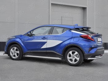 17 999 р. Защита заднего бампера (2 трубы Ø63 и 42 мм, нержавейка) SLITKOFF  Toyota C-HR  NGX10, ZGX10 (2016-2019) дорестайлинг  с доставкой в г. Кемерово. Увеличить фотографию 2