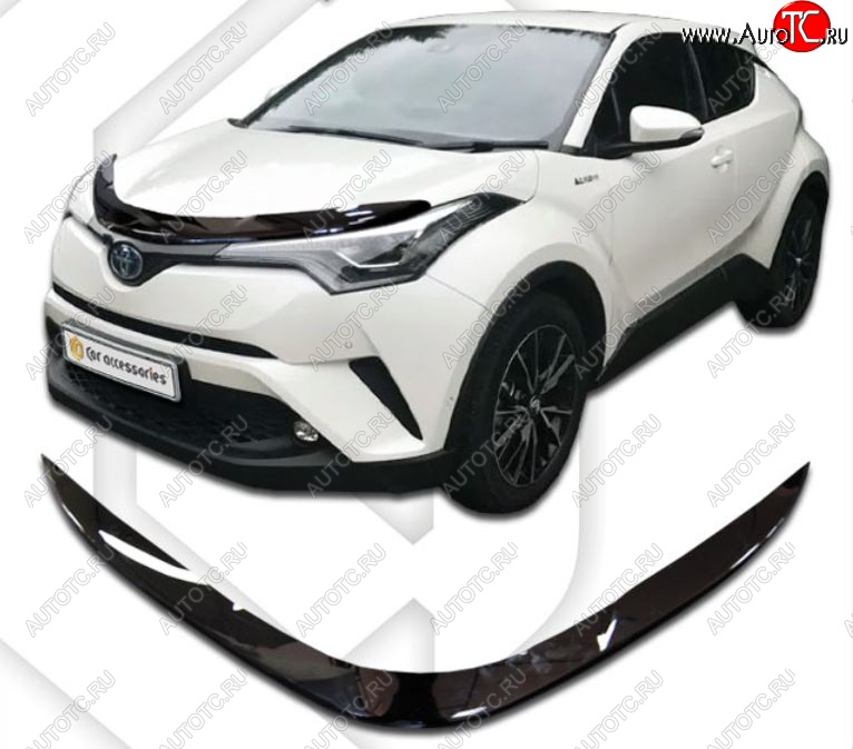 1 999 р. Дефлектор капота CA-Plastiс  Toyota C-HR  NGX10, ZGX10 (2019-2025) рестайлинг (Classic черный, Без надписи)  с доставкой в г. Кемерово