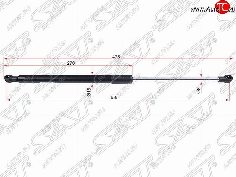799 р. Правый газовый упор крышки багажника SAT Toyota Caldina T240 универсал дорестайлинг (2002-2004)  с доставкой в г. Кемерово