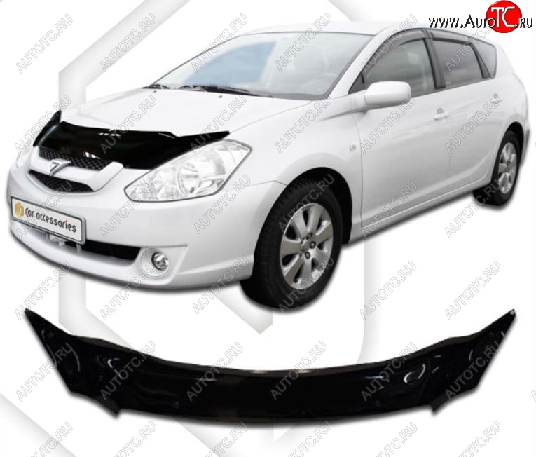 2 059 р. Дефлектор капота CA-Plastiс exclusive Toyota Caldina T240 универсал дорестайлинг (2002-2004) (серия Classic черный, Без надписи)  с доставкой в г. Кемерово
