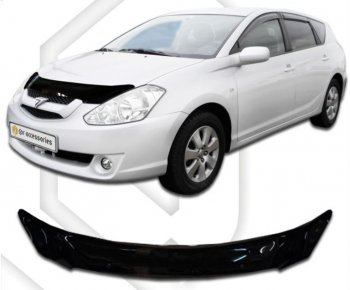 2 079 р. Дефлектор капота (Т241 Т246) CA-Plastiс Toyota Caldina T240 универсал дорестайлинг (2002-2004) (серия Classic черный, Без надписи)  с доставкой в г. Кемерово. Увеличить фотографию 2