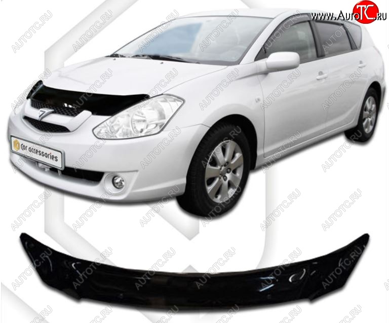 2 199 р. Дефлектор капота (Т241 Т246) CA-Plastiс  Toyota Caldina  T240 (2002-2007) универсал дорестайлинг, универсал рестайлинг (серия Classic черный, Без надписи)  с доставкой в г. Кемерово