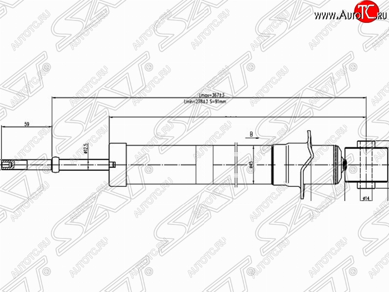 3 499 р. Амортизатор задний SAT (установка на левую или правую сторону)  Toyota Caldina  T240 (2002-2007) универсал дорестайлинг, универсал рестайлинг  с доставкой в г. Кемерово