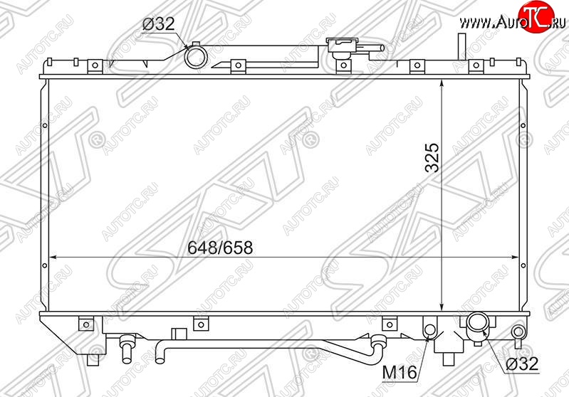 4 549 р. Радиатор двигателя SAT Toyota Caldina T190 дорестайлинг универсал (1992-1995)  с доставкой в г. Кемерово