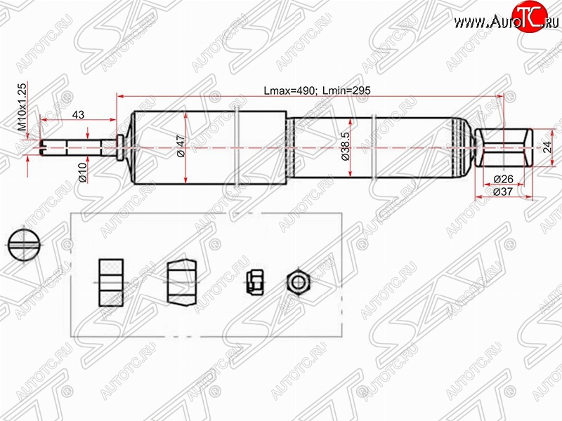 1 599 р. Амортизатор задний SAT Toyota Caldina T210 дорестайлинг универсал (1997-1999)  с доставкой в г. Кемерово