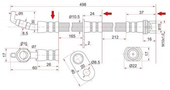 Тормозной шланг SAT (правый) Toyota Carina T190 седан дорестайлинг (1992-1994)