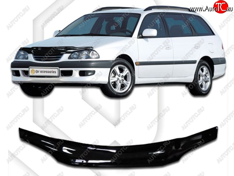 2 159 р. Дефлектор капота CA-Plastiс  Toyota Caldina  T210 (1997-1999) дорестайлинг универсал (Classic черный, Без надписи)  с доставкой в г. Кемерово