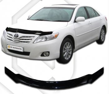 2 199 р. Дефлектор капота CA-Plastiс  Toyota Camry  XV40 (2009-2011) рестайлинг (Classic черный, Без надписи)  с доставкой в г. Кемерово. Увеличить фотографию 1